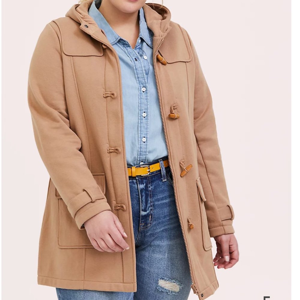 Torrid Camel Duffle Toggle Coat Hooded Size 1